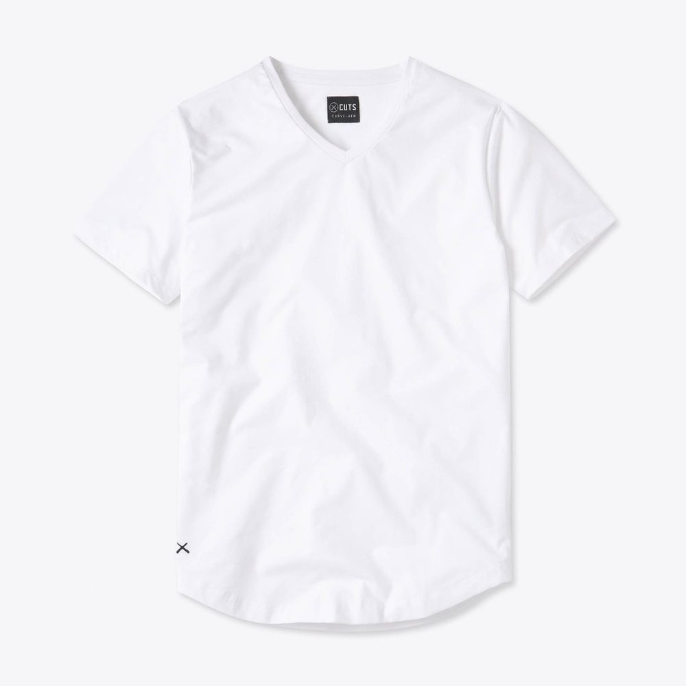 Cuts Clothing AO V-Neck Curve-Hem tee - White